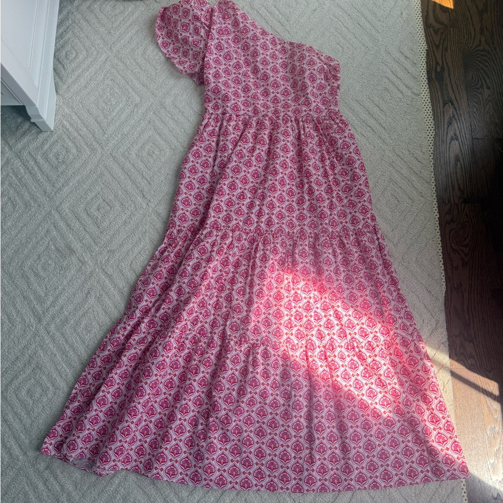 Hyacinth House One-Shoulder Pink Patterned Maxi Dress